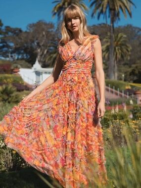 Macduggal floral v neck maxi dress 10